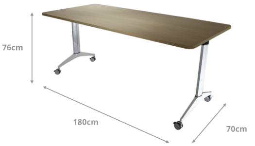Seminar Table with Rollers Dimensions